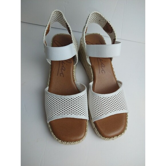 Zodiac Woman 9M Noreen White Mesh Fabric Wedge Slingback Sandals  Casual - Picture 1 of 12